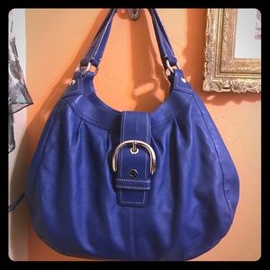 Authentic Blue Coach Hobo Bag, Leather - Pristine
